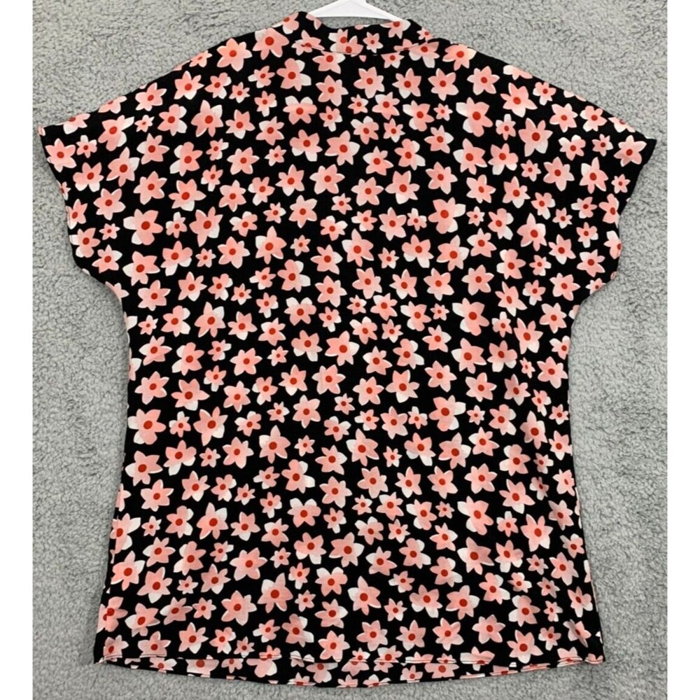 Women's Cabi Small (S) Black Pink Red Floral Print Cap Sleeve Top Blouse - Picture 7 of 11